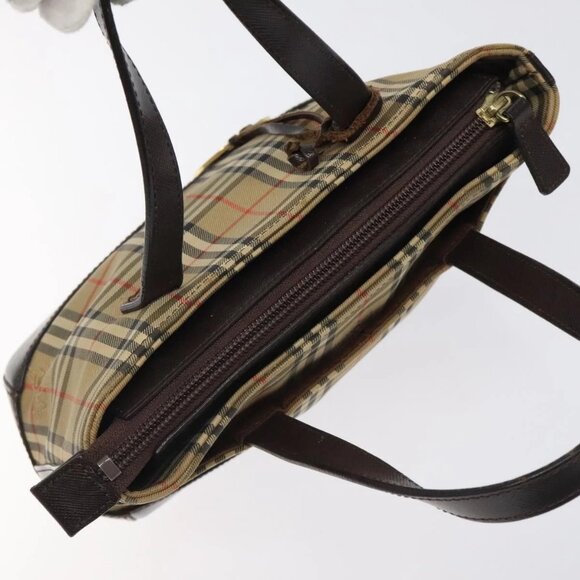 BURBERRY Nova Check Hand Bag Canvas Beige Auth 120467 - Picture 7 of 16